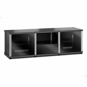 Salamander Designs Synergy 236 Triple AV Cabinet (Black Oak with Black Glass & Aluminum Posts)