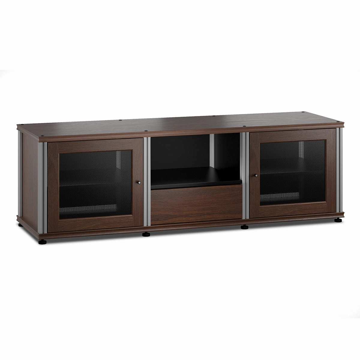 Salamander Designs Synergy 236 Triple AV Cabinet (Dark Walnut with Aluminum Posts)