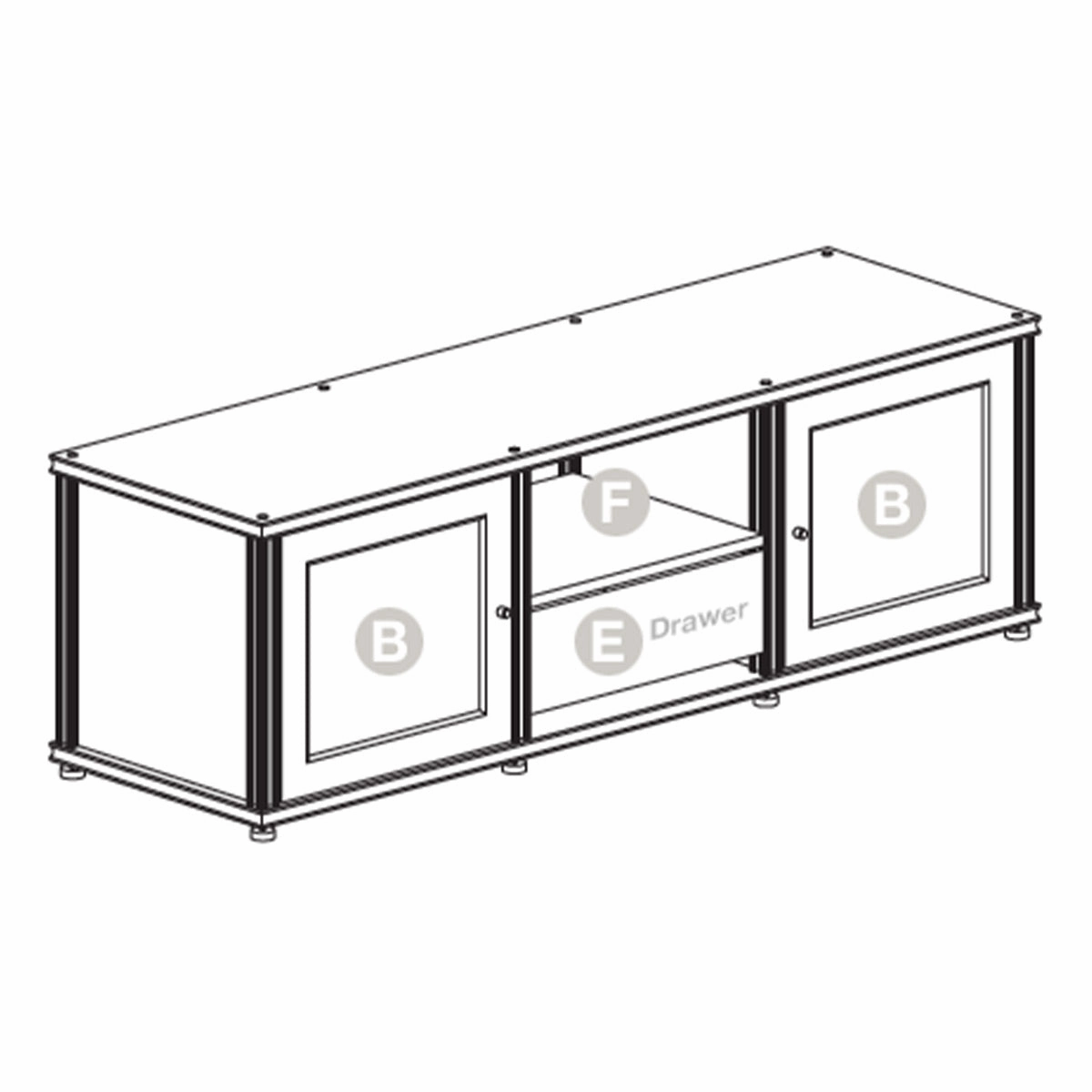 Salamander Designs Synergy 236 Triple AV Cabinet (Dark Walnut with Black Glass & Aluminum Posts)