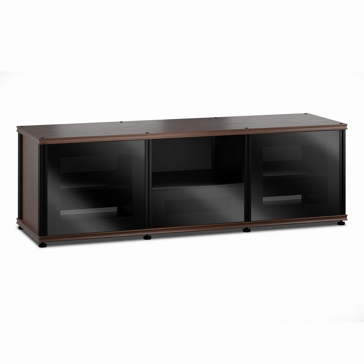 Salamander Designs Synergy 236 Triple AV Cabinet (Dark Walnut with Black Glass & Black Posts)