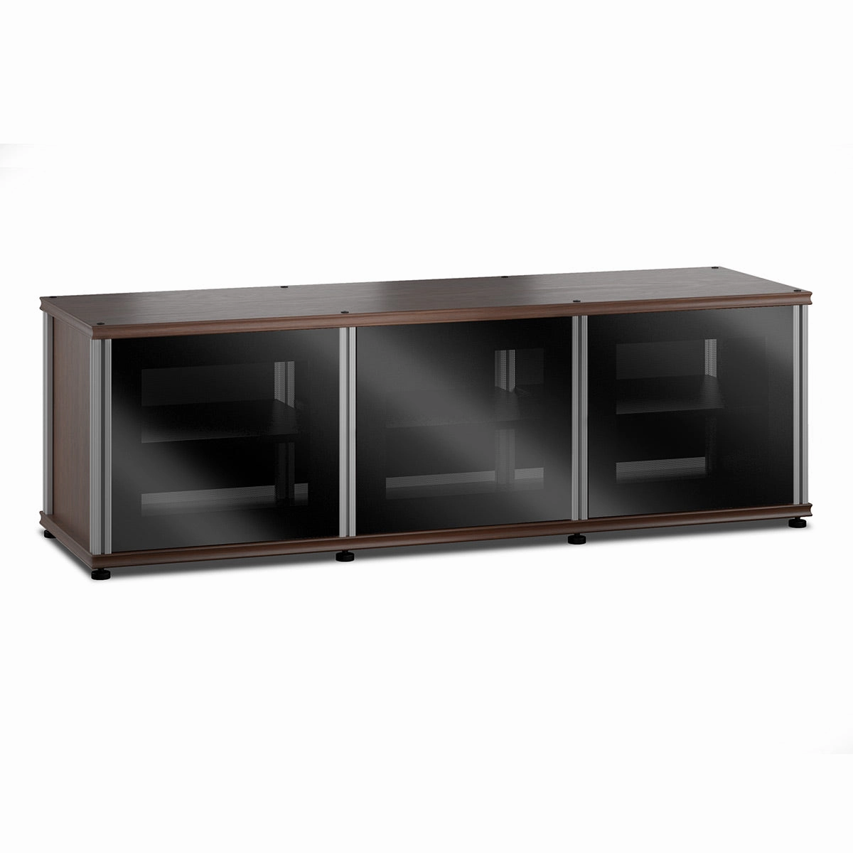 Salamander Designs Synergy 237 Triple AV Cabinet (Dark Walnut with Black Glass & Aluminum Posts)