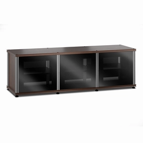 Salamander Designs Synergy 237 Triple AV Cabinet (Dark Walnut with Black Glass & Aluminum Posts) hi-fi vibration control,hi-fi grounded cable,hi-fi stereo input selector