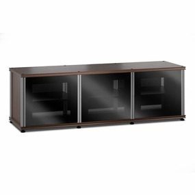 Salamander Designs Synergy 237 Triple AV Cabinet (Dark Walnut with Black Glass & Aluminum Posts)