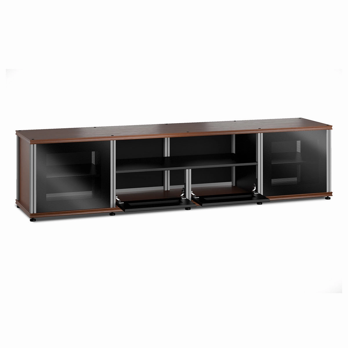 Salamander Designs Synergy 243 Quad AV Cabinet (American Cherry with Black Glass Doors & Aluminum Posts)