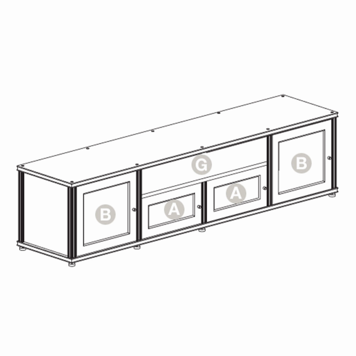 Salamander Designs Synergy 243 Quad AV Cabinet (American Cherry with Black Glass Doors & Aluminum Posts)