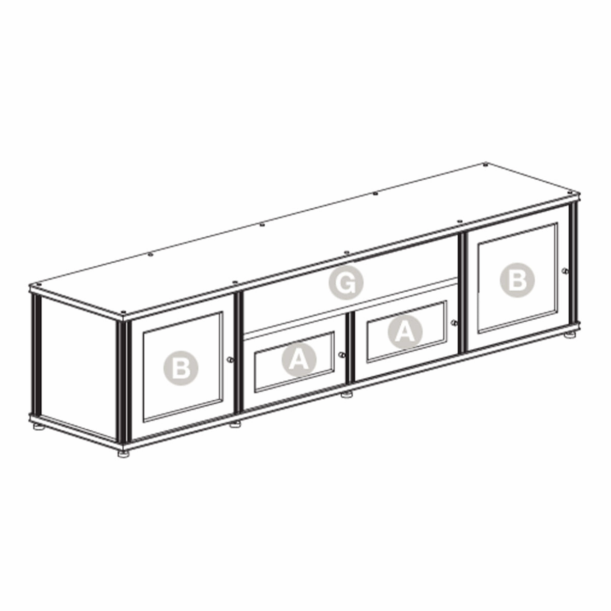 Salamander Designs Synergy 243 Quad AV Cabinet (American Cherry with Black Glass Doors & Black Posts)