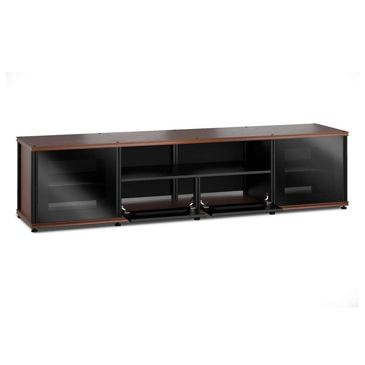 Salamander Designs Synergy 243 Quad AV Cabinet (American Cherry with Black Glass Doors & Black Posts)