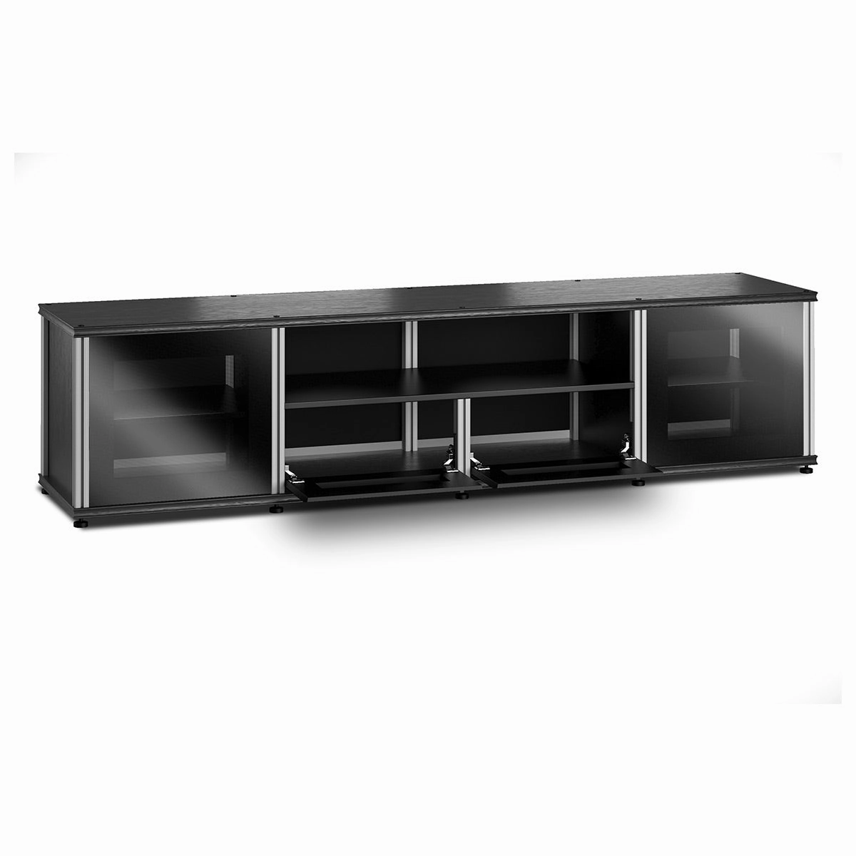 Salamander Designs Synergy 243 Quad AV Cabinet (Black Oak with Black Glass Doors & Black Posts)