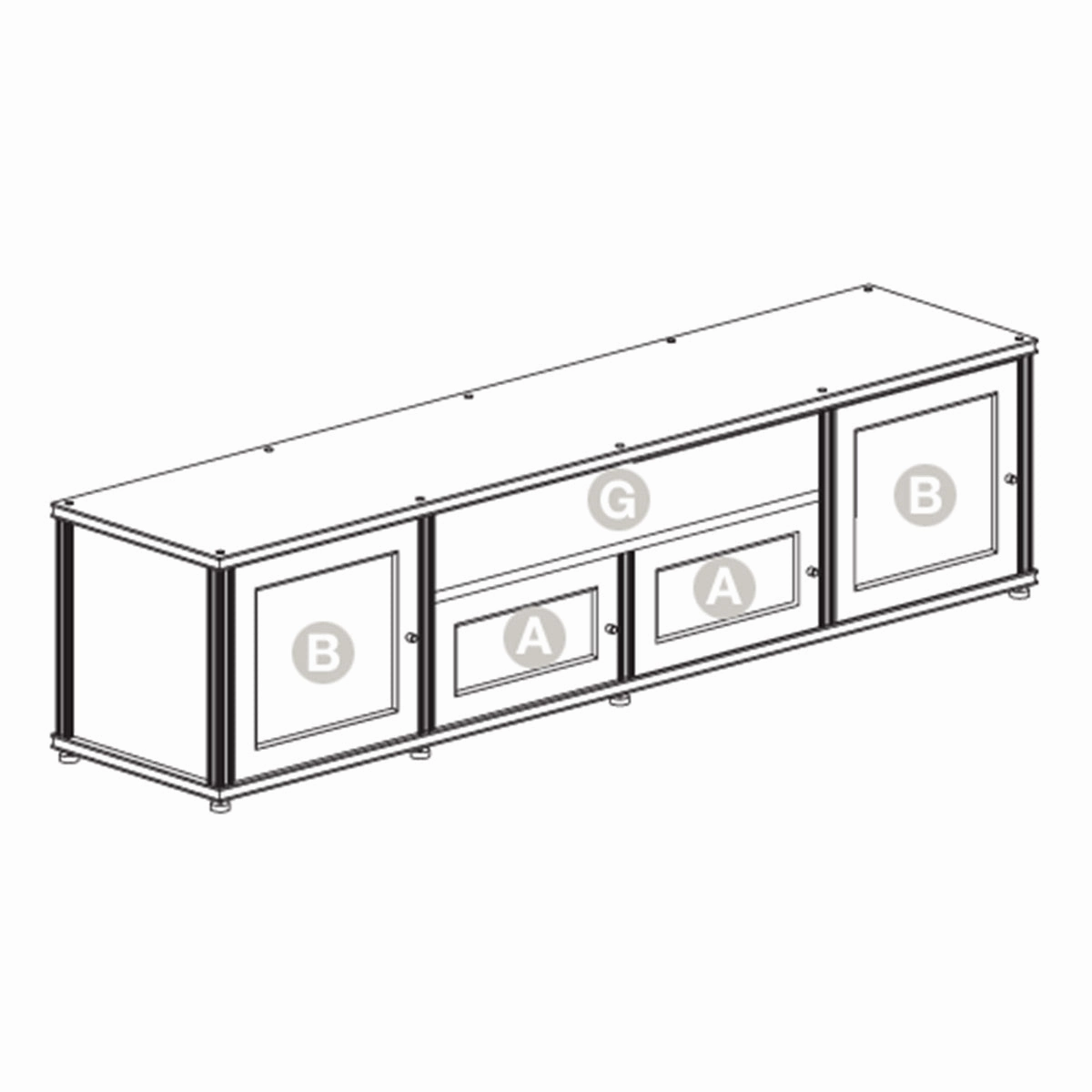 Salamander Designs Synergy 243 Quad AV Cabinet (Black Oak with Black Glass Doors & Black Posts)