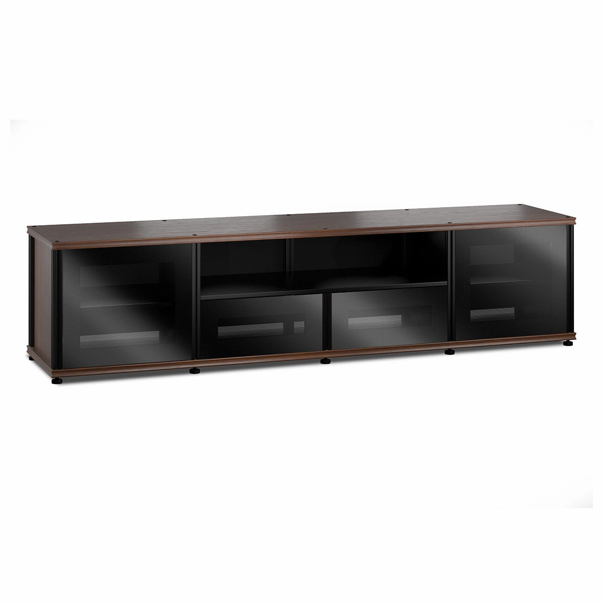 Salamander Designs Synergy 243 Quad AV Cabinet (Dark Walnut with Black Glass Doors & Black Posts) hi-fi digital to analog converter,hi-fi lossless streamer,hi-fi Roon-ready device