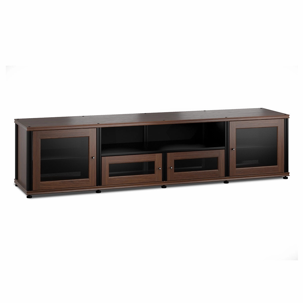 Salamander Designs Synergy 245 Quad AV Cabinet (Dark Walnut with Black Posts) hi-fi digital to analog converter,hi-fi lossless streamer,hi-fi Roon-ready device