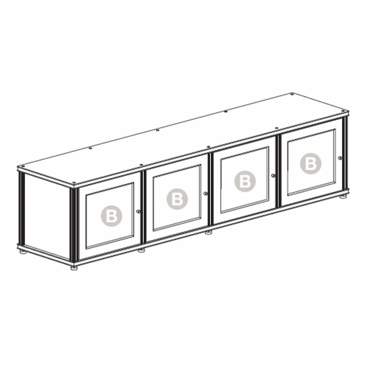 Salamander Designs Synergy 247 Quad AV Cabinet (Black Oak with Black Glass & Aluminum Posts)