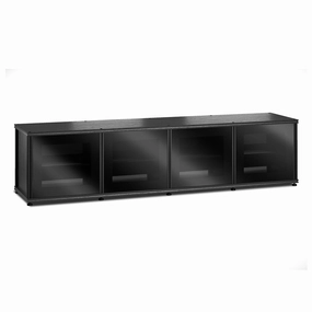 Salamander Designs Synergy 247 Quad AV Cabinet (Black Oak with Black Glass Doors & Black Posts)