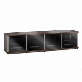Salamander Designs Synergy 247 Quad AV Cabinet (Walnut with Black Glass Doors & Aluminum Posts)