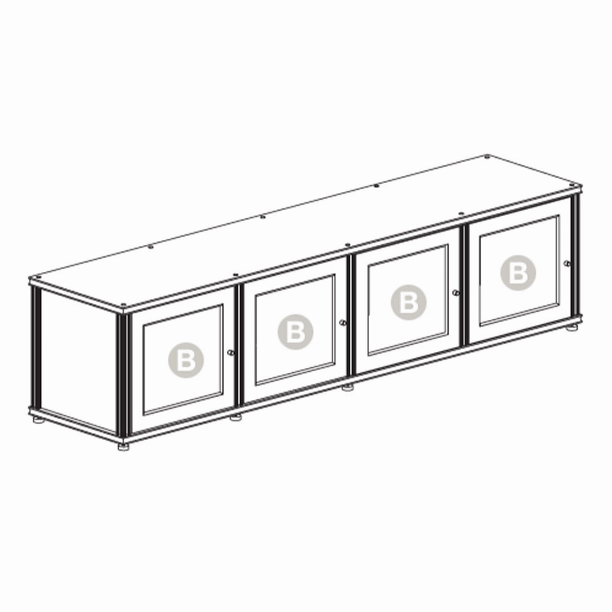 Salamander Designs Synergy 247 Quad AV Cabinet (Walnut with Black Glass Doors & Aluminum Posts)