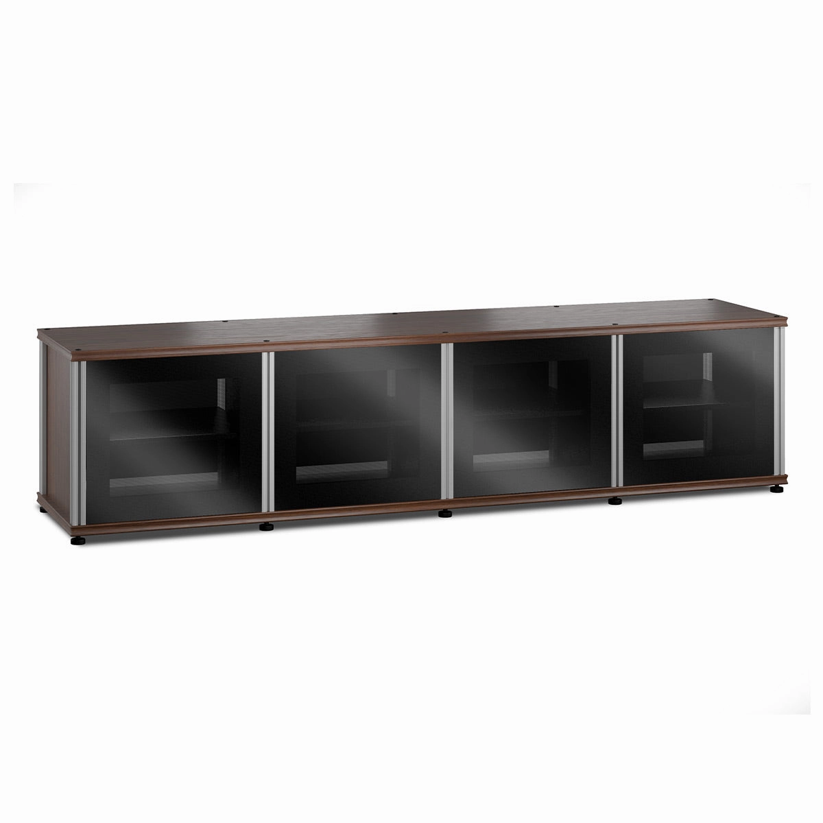 Salamander Designs Synergy 247 Quad AV Cabinet (Walnut with Black Glass Doors & Aluminum Posts)