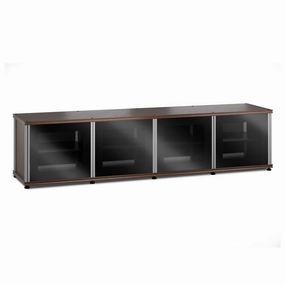 Salamander Designs Synergy 247 Quad AV Cabinet (Walnut with Black Glass Doors & Aluminum Posts) hi-fi digital to analog converter,hi-fi lossless streamer,hi-fi Roon-ready device