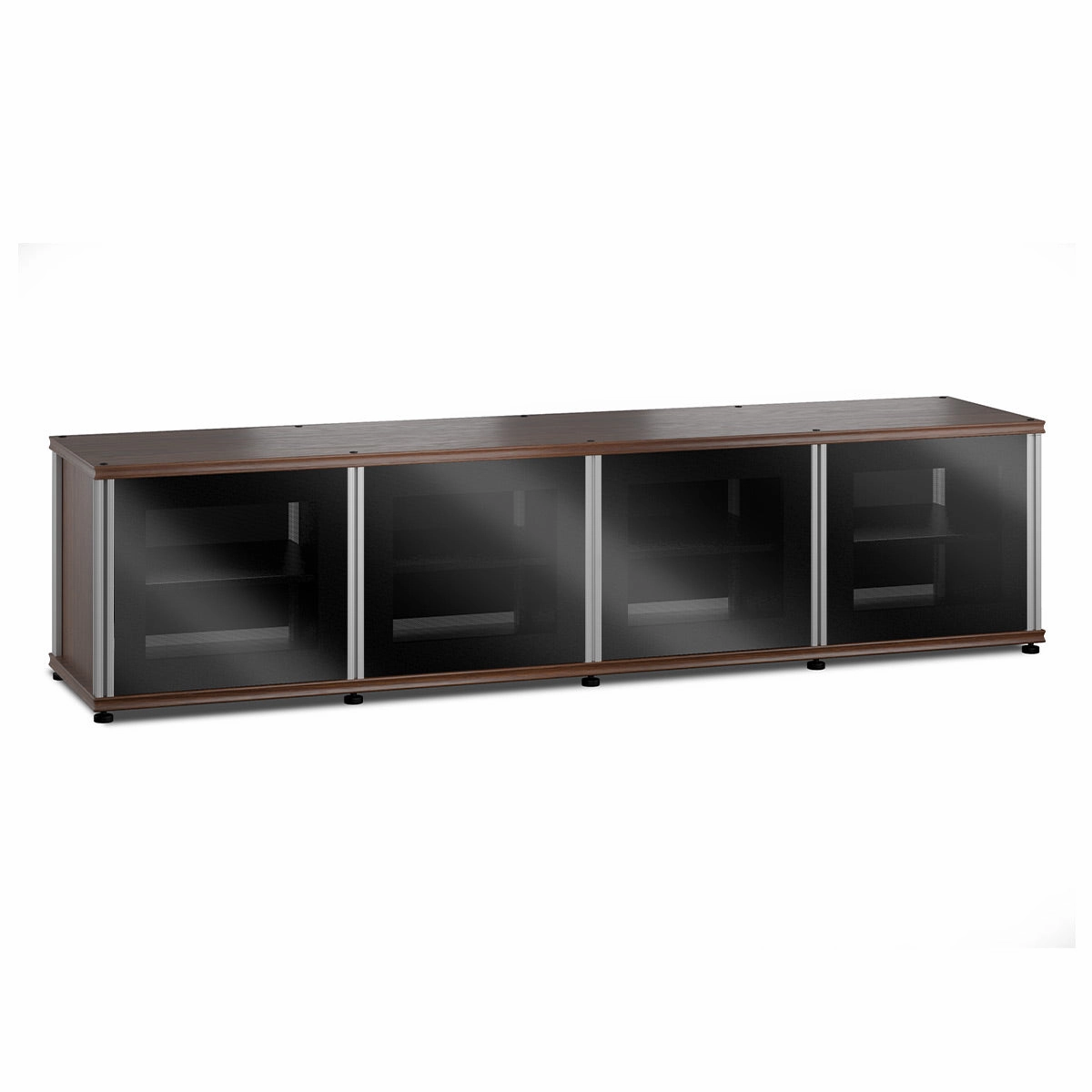 Salamander Designs Synergy 247 Quad AV Cabinet (Walnut with Black Glass Doors & Aluminum Posts) hi-fi vibration control,hi-fi grounded cable,hi-fi stereo input selector