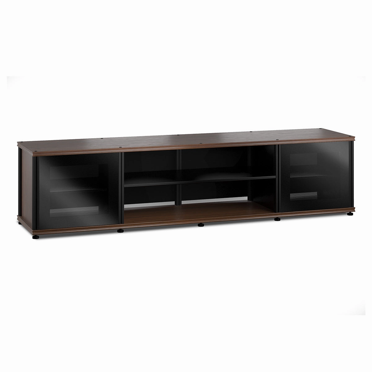 Salamander Designs Synergy 248 Quad AV Cabinet (Dark Walnut with Black Glass Doors & Black Posts)