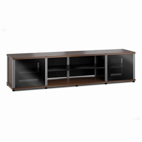 Salamander Designs Synergy 248 Quad AV Cabinet (Dark Walnut with Black Glass Doors and Aluminum Posts) hi-fi digital to analog converter,hi-fi lossless streamer,hi-fi Roon-ready device
