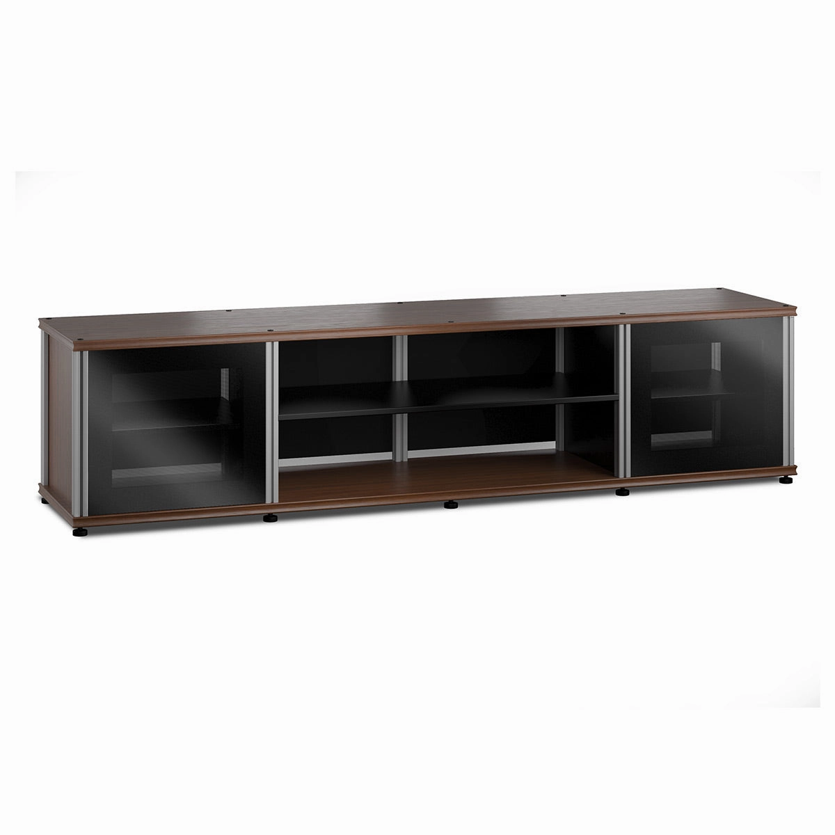 Salamander Designs Synergy 248 Quad AV Cabinet (Dark Walnut with Black Glass Doors and Aluminum Posts) hi-fi digital to analog converter,hi-fi lossless streamer,hi-fi Roon-ready device