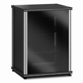 Salamander Designs Synergy 303 Single AV Cabinet (Black Oak with Black Glass & Aluminum Posts)