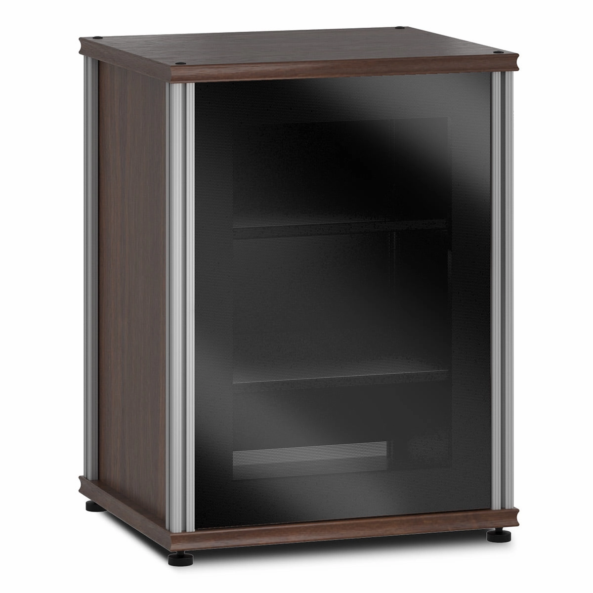 Salamander Designs Synergy 303 Single AV Cabinet (Dark Walnut with Black Glass & Aluminum Posts) hi-fi vibration control,hi-fi grounded cable,hi-fi stereo input selector