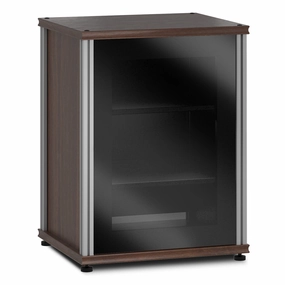 Salamander Designs Synergy 303 Single AV Cabinet (Dark Walnut with Black Glass & Aluminum Posts)