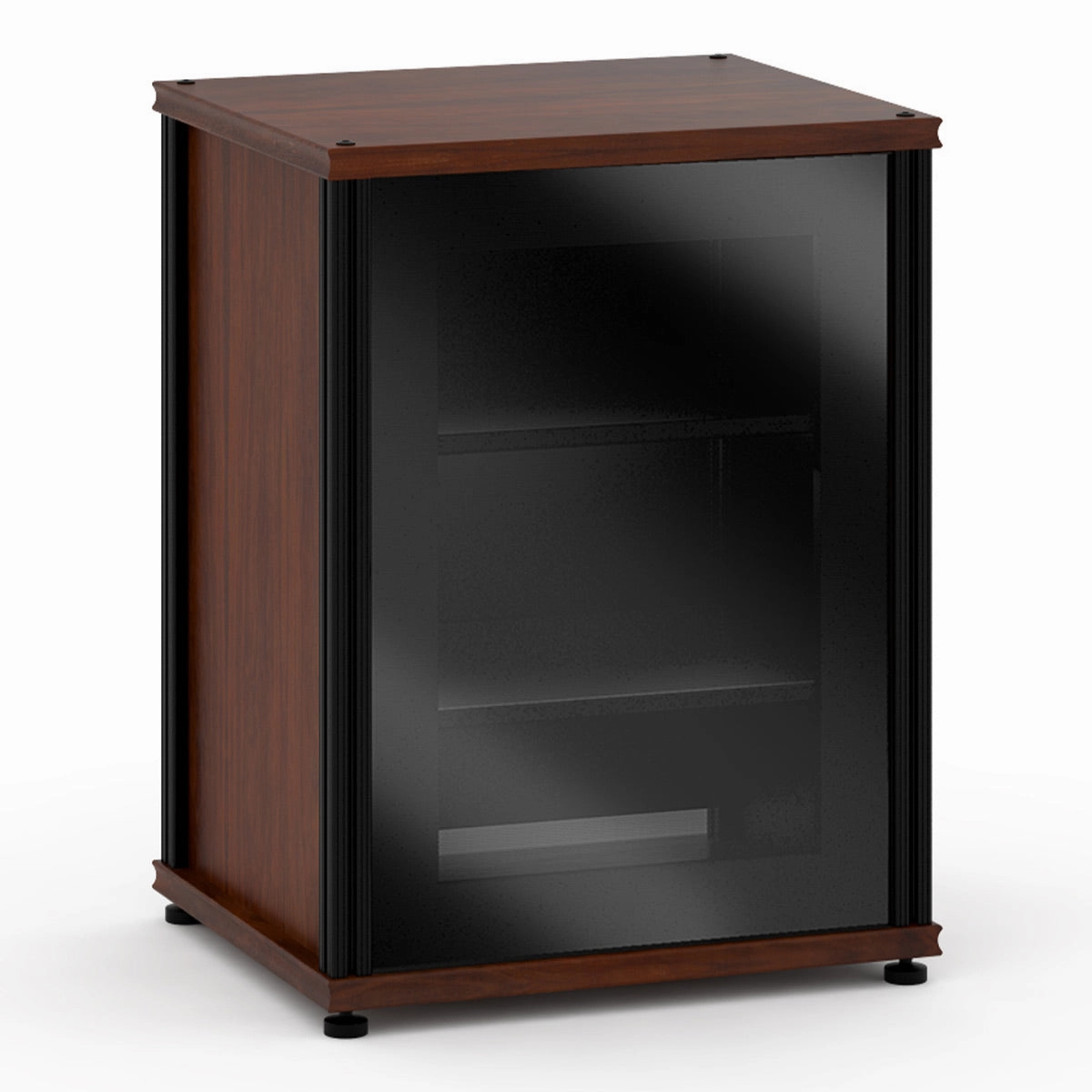 Salamander Designs Synergy 303 Single AV Cabinet (Dark Walnut with Black Glass Doors & Black Posts) hi-fi digital to analog converter,hi-fi lossless streamer,hi-fi Roon-ready device