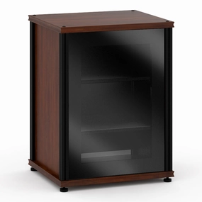 Salamander Designs Synergy 303 Single AV Cabinet (Dark Walnut with Black Glass Doors & Black Posts) hi-fi digital to analog converter,hi-fi lossless streamer,hi-fi Roon-ready device