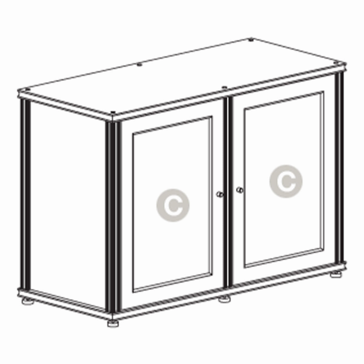 Salamander Designs Synergy 323 Twin AV Cabinet (American Cherry with Black Glass & Aluminum Posts)