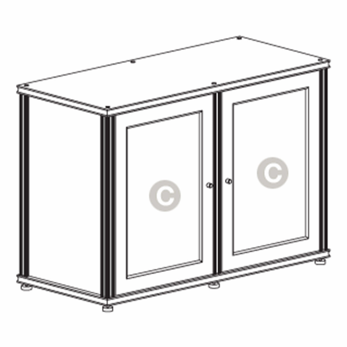 Salamander Designs Synergy 323 Twin AV Cabinet (American Cherry with Black Glass & Black Posts)