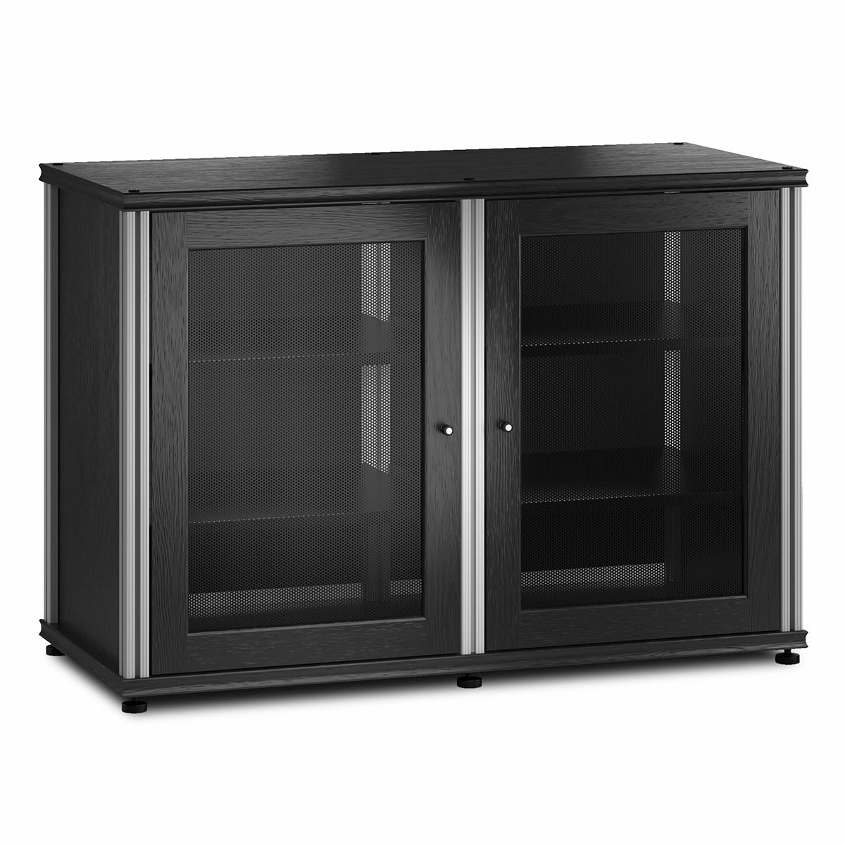 Salamander Designs Synergy 323 Twin AV Cabinet (Black Oak with Aluminum Posts) hi-fi digital to analog converter,hi-fi lossless streamer,hi-fi Roon-ready device