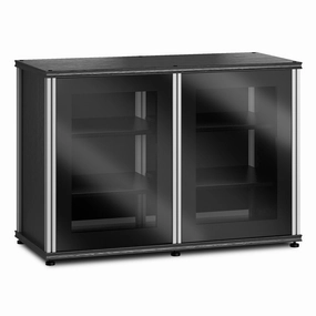 Salamander Designs Synergy 323 Twin AV Cabinet (Black Oak with Black Glass & Aluminum Posts) hi-fi digital to analog converter,hi-fi lossless streamer,hi-fi Roon-ready device