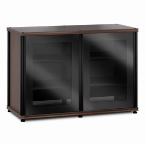 Salamander Designs Synergy 323 Twin AV Cabinet (Dark Walnut with Black Glass & Black Posts)