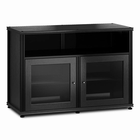 Salamander Designs Synergy 329 Twin AV Cabinet (Black Oak with Black Glass & Black Posts)