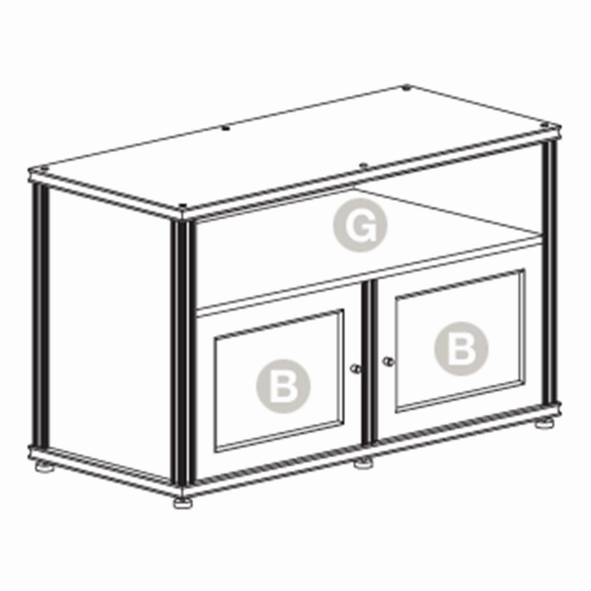 Salamander Designs Synergy 329 Twin AV Cabinet (Black Oak with Black Glass & Black Posts)