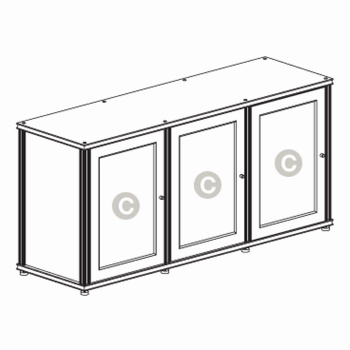 Salamander Designs Synergy 337 Triple AV Cabinet (Black Oak with Aluminum Posts)