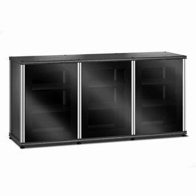 Salamander Designs Synergy 337 Triple AV Cabinet (Black Oak with Black Glass & Aluminum Posts)