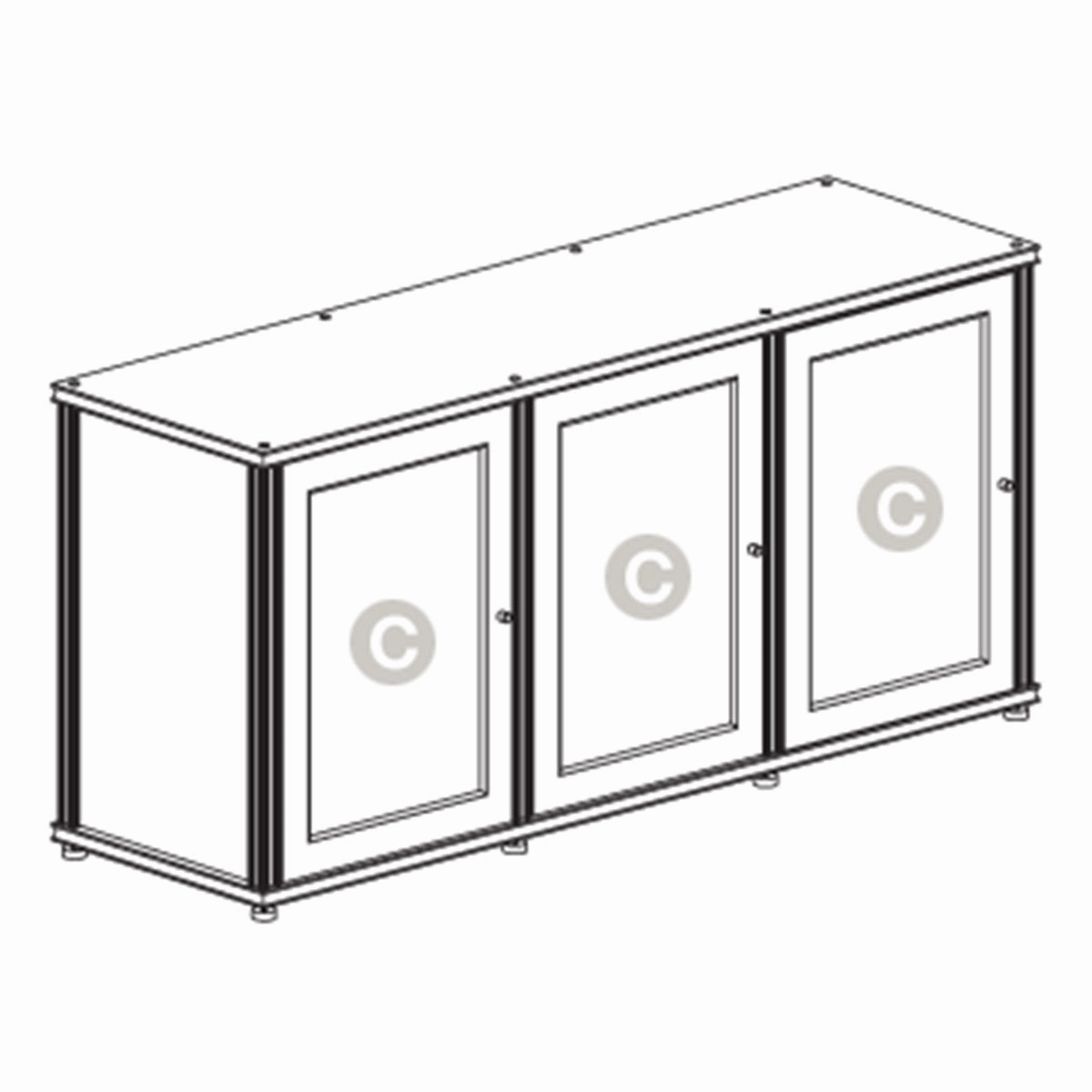 Salamander Designs Synergy 337 Triple AV Cabinet (Black Oak with Black Glass & Black Posts)