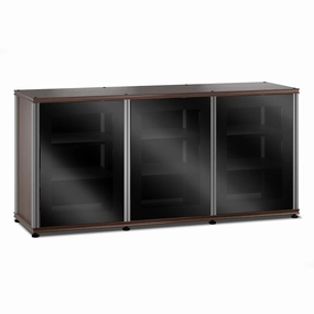 Salamander Designs Synergy 337 Triple AV Cabinet (Dark Walnut with Black Glass & Aluminum Posts) hi-fi vibration control,hi-fi grounded cable,hi-fi stereo input selector