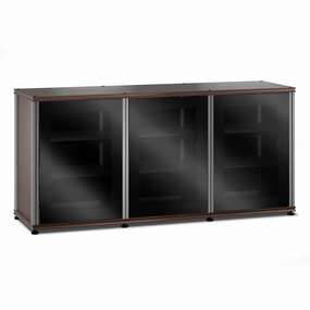 Salamander Designs Synergy 337 Triple AV Cabinet (Dark Walnut with Black Glass & Aluminum Posts)