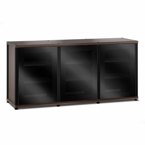 Salamander Designs Synergy 337 Triple AV Cabinet (Dark Walnut with Black Glass & Black Posts) hi-fi digital to analog converter,hi-fi lossless streamer,hi-fi Roon-ready device
