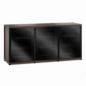 Salamander Designs Synergy 337 Triple AV Cabinet (Dark Walnut with Black Glass & Black Posts)