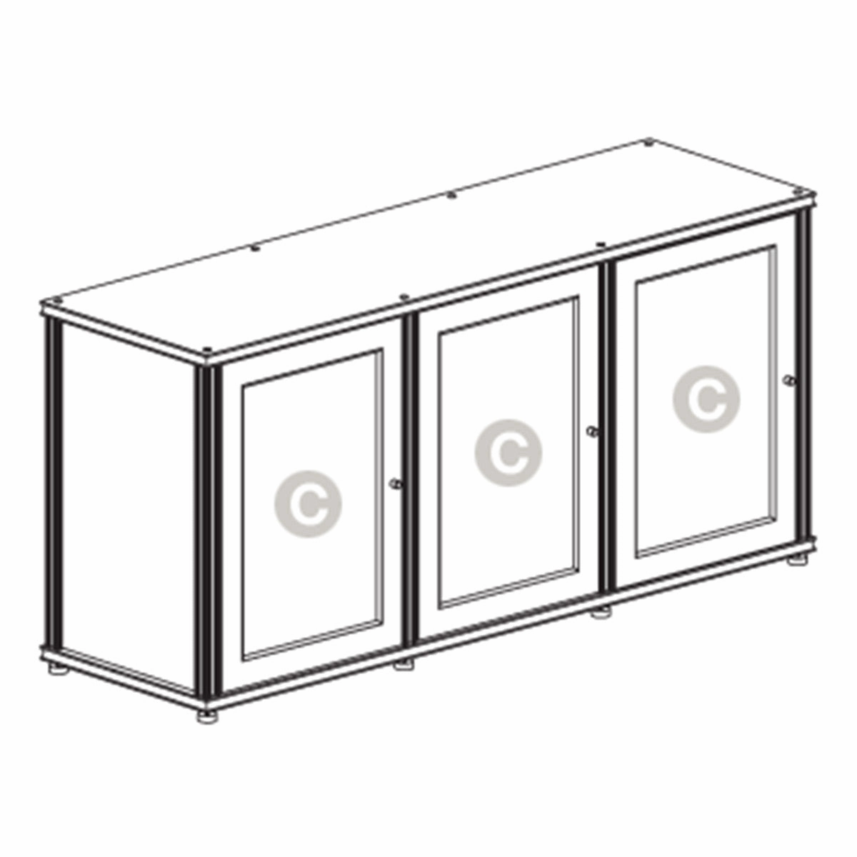 Salamander Designs Synergy 337 Triple AV Cabinet (Dark Walnut with Black Glass & Black Posts)