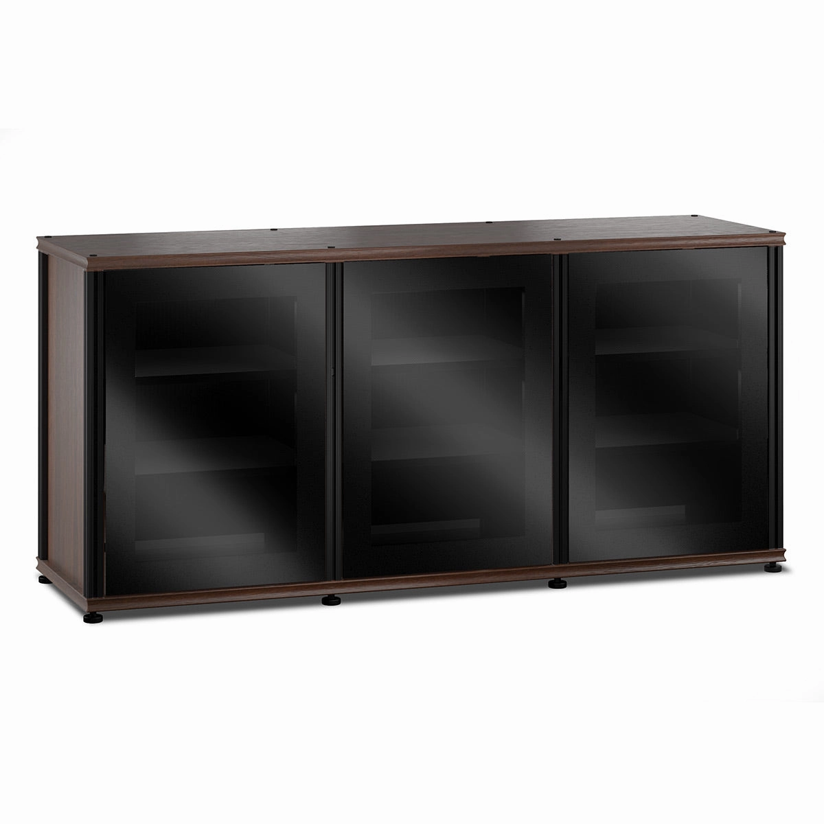 Salamander Designs Synergy 337 Triple AV Cabinet (Dark Walnut with Black Glass & Black Posts) hi-fi vibration control,hi-fi grounded cable,hi-fi stereo input selector