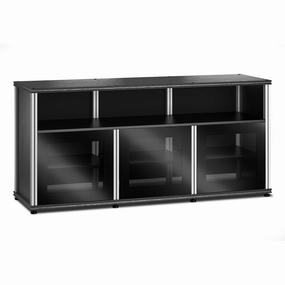 Salamander Designs Synergy 339 Triple AV Cabinet (Black Oak with Black Glass & Aluminum Posts)