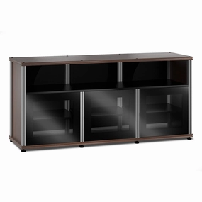 Salamander Designs Synergy 339 Triple AV Cabinet (Dark Walnut with Black Glass & Aluminum Posts)