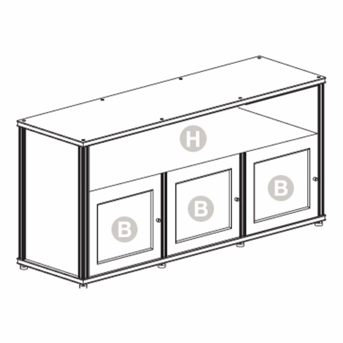 Salamander Designs Synergy 339 Triple AV Cabinet (Dark Walnut with Black Glass & Aluminum Posts)