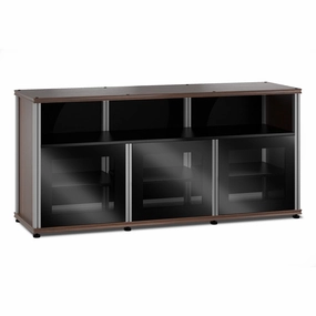 Salamander Designs Synergy 339 Triple AV Cabinet (Dark Walnut with Black Glass & Aluminum Posts) hi-fi digital to analog converter,hi-fi lossless streamer,hi-fi Roon-ready device